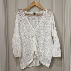 Torrid White Crochet sweater